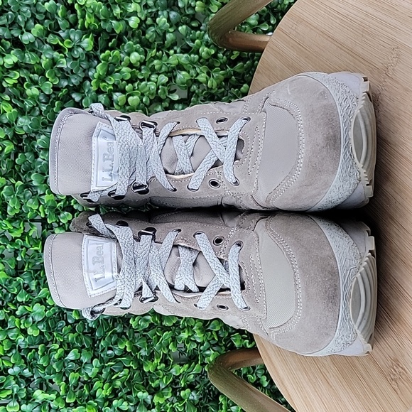 L.L Bean Vintage Thinsulate Women Leather Suede Laceup Trail Boot Taupe Grey 9N - Picture 5 of 13